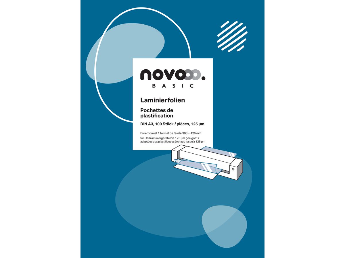 NOVOOO Pelicole per laminazione A3 47120000 lucido, 125my 100 pezzi (9010729047997)