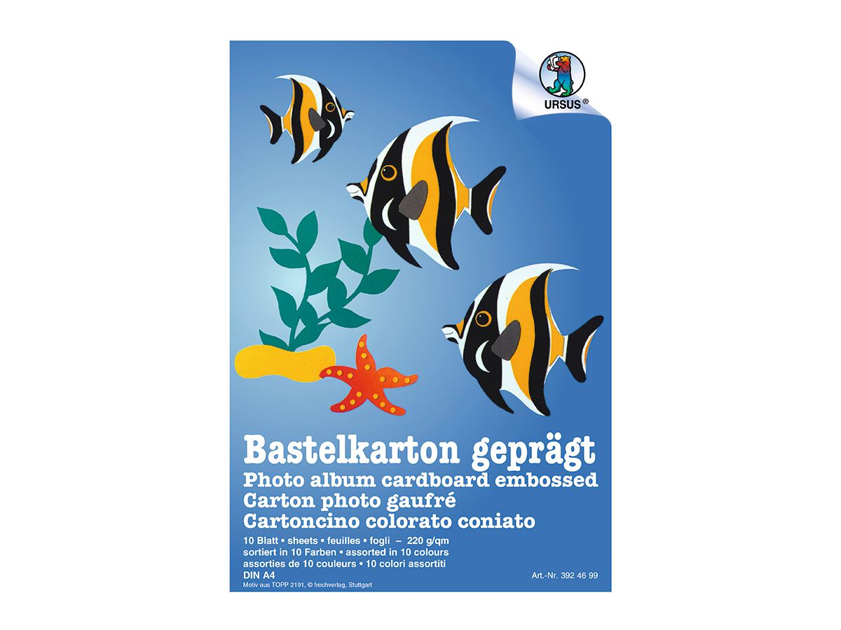 URSUS Bastelkarton A4 3924699 220g, 10 Farben ass. 10 Blatt (4008525179399)