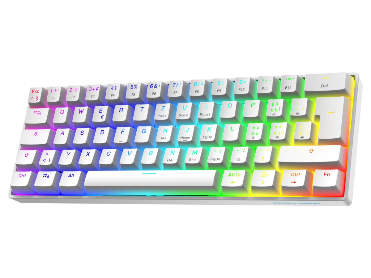 DELTACO Mechanical Keyboard DK470 GAM-175-W-CH Hot-Swap,KTT Switches,White (5706470154803)