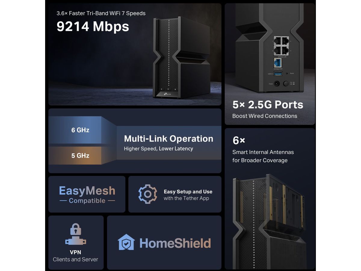 TP-LINK TriBand WiFi 7 Router Archer BE550 BE9300 (4895252500141)