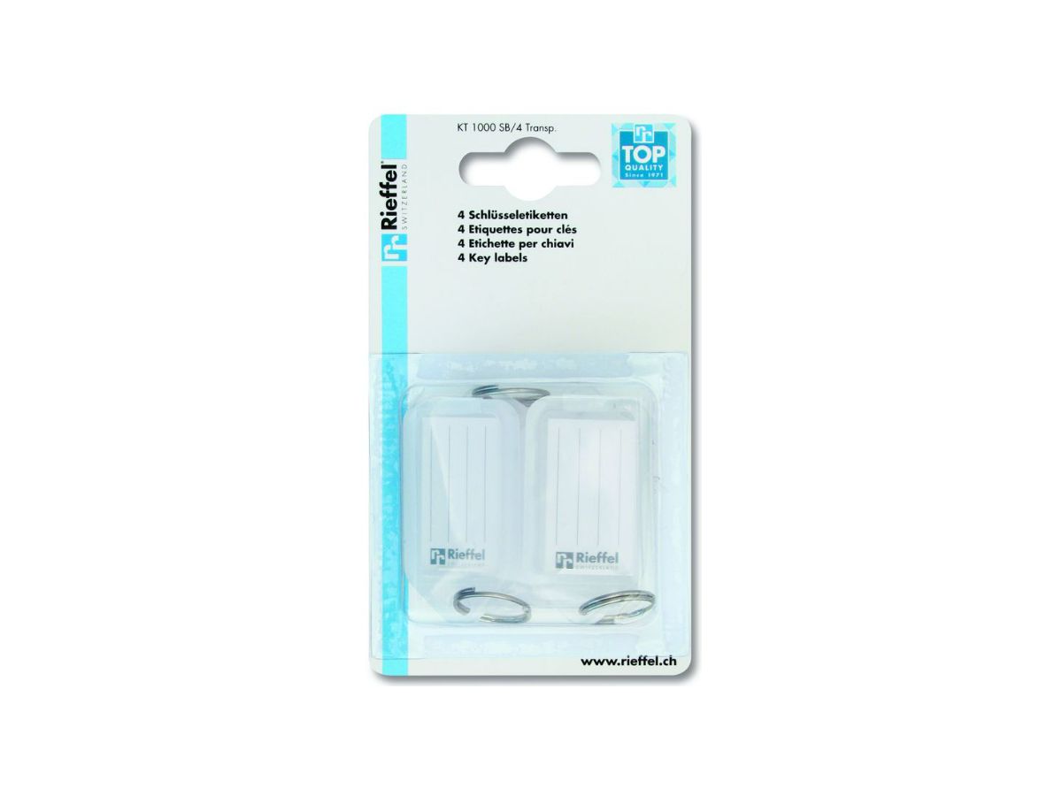 RIEFFEL SWITZERLAND Schlüsseletiketten 38x22mm KT 1000 SB/4 TRANSP transparent 4 Stück (7630010410952)