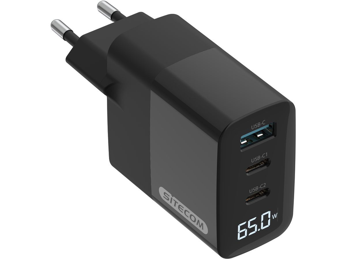 SITECOM 65W PD Wall Charger CH-1002 with LED display (8716502032006)