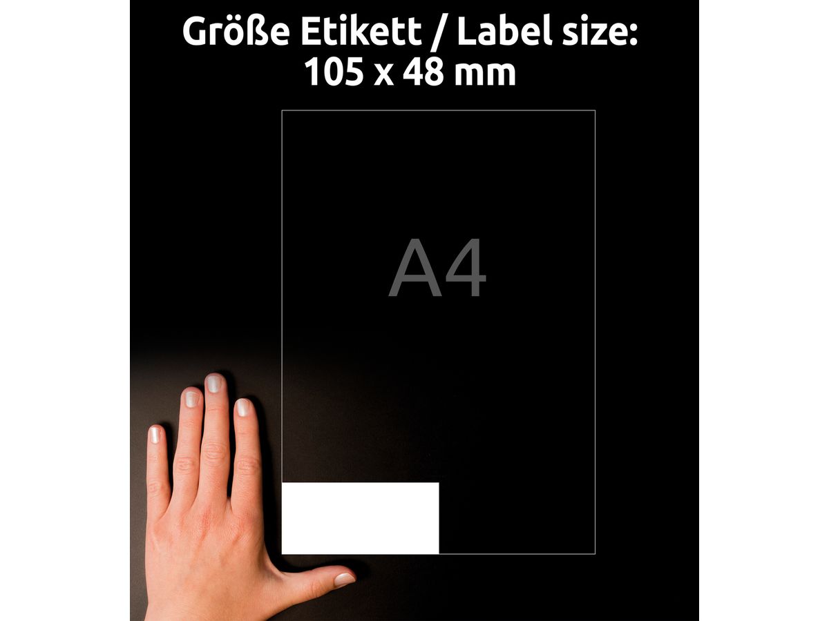 AVERY ZWECKFORM Etichette Univ. 105x48mm L7875-20 bianco, strong 20 fogli (4004182070079)