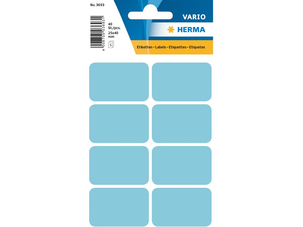 HERMA Etichette 25×40mm 3693 blu 40 pezzi (4008705036931)