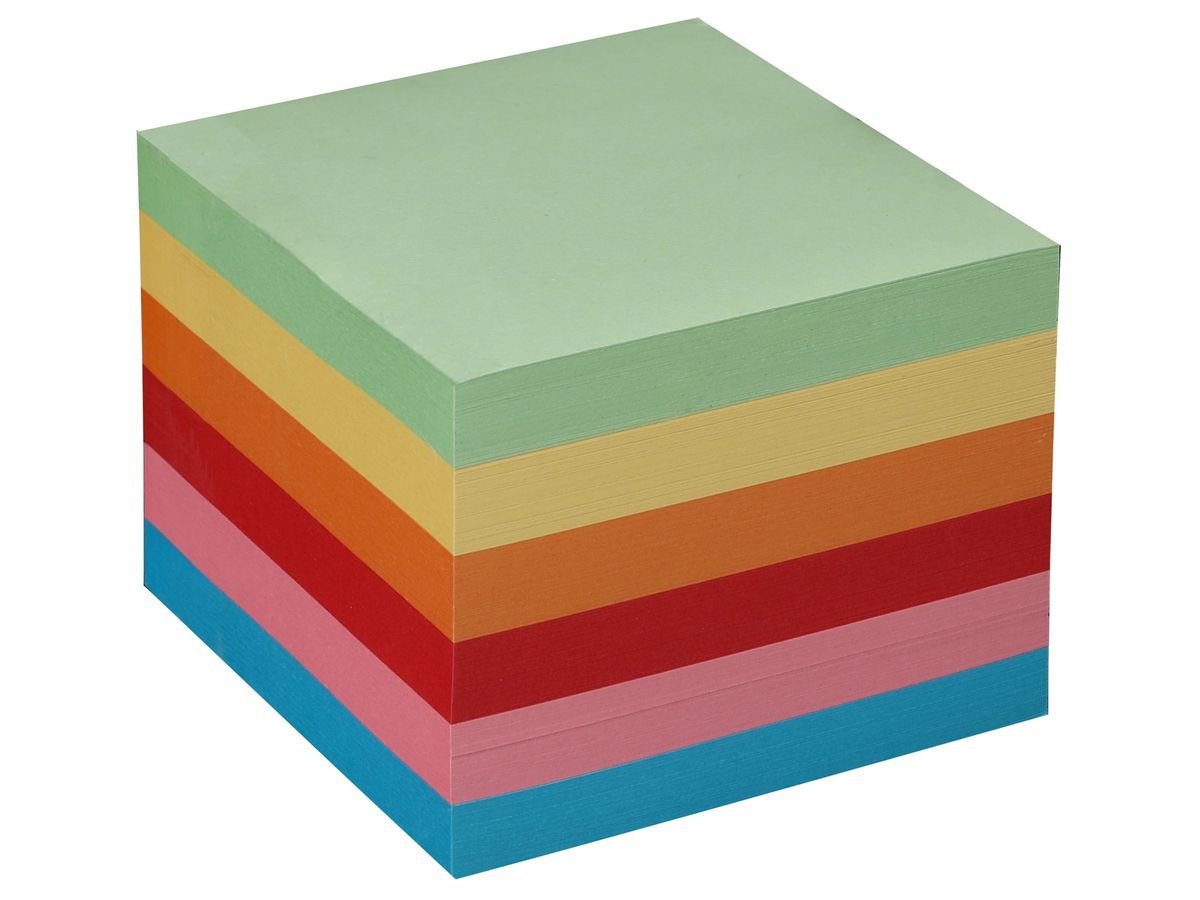 BÜROLINE Zettelbox Papier 90x90mm 376459 farbig ass. 80g 700 Blatt (7612532049605)