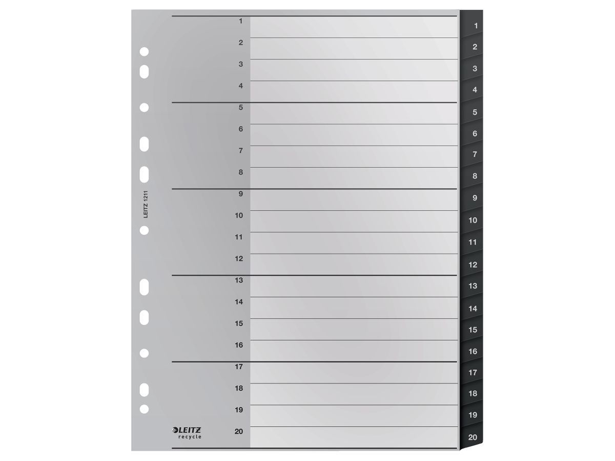 LEITZ Répertoire PP Recycle A4+ 1211-00-00 noir 1-20 (4002432127115)