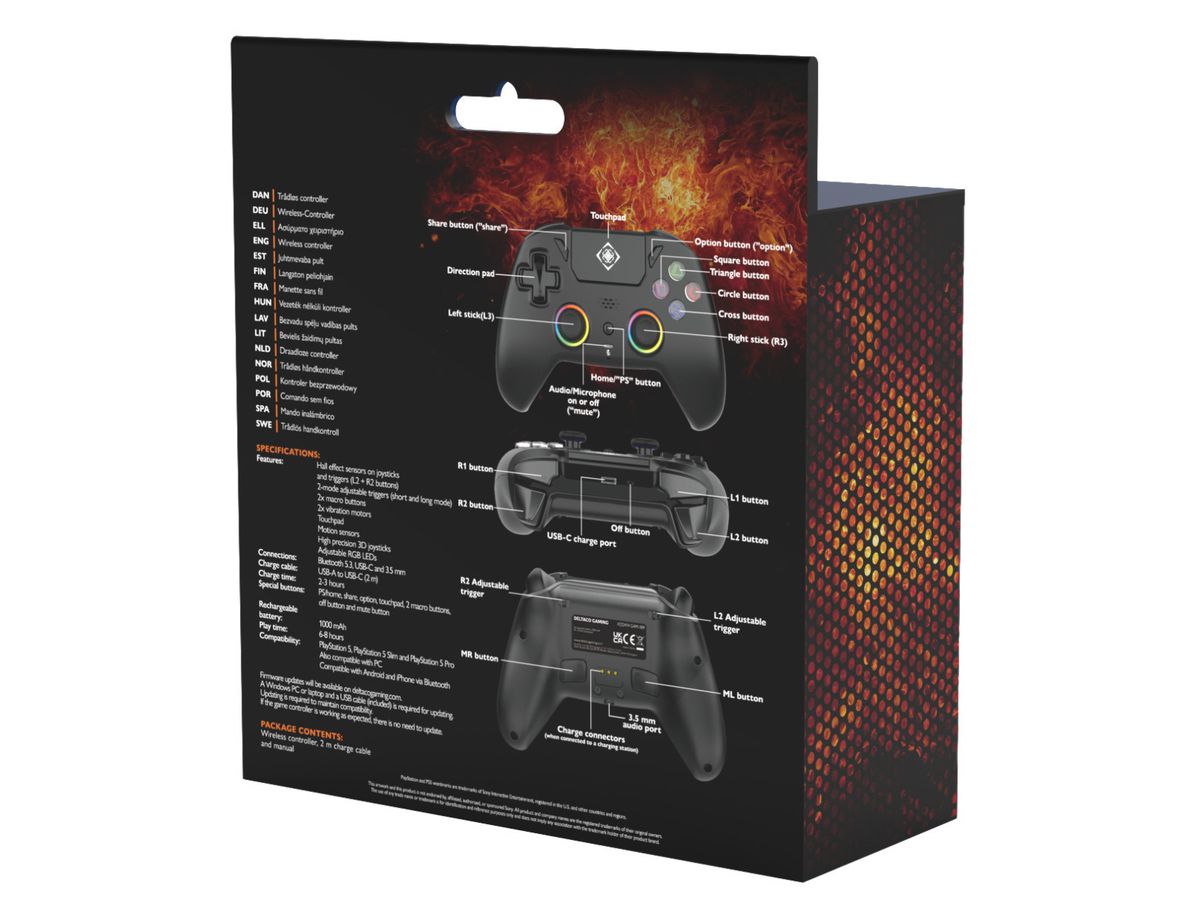 DELTACO PS5 Controlle RGB GAM-189 Wireless (5706470154810)