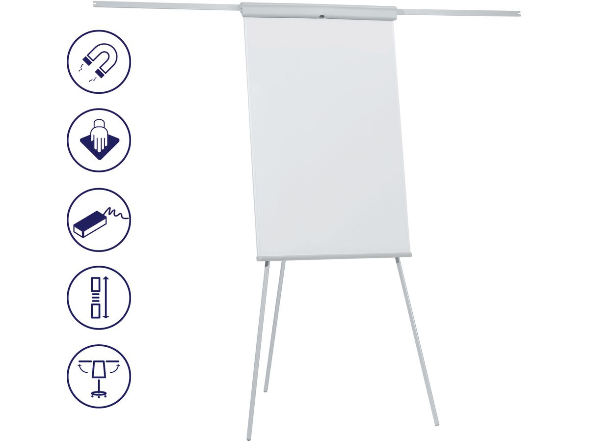 FRANKEN Flipchart X-tra!Line 68x105cm EL-FC22 hellgrau mit Seitenarmen (4016946199445)