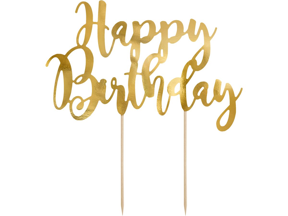 PARTYDECO Caketopper 22.5cm KPT11-019M Happy Birthday gold (5902230744950)
