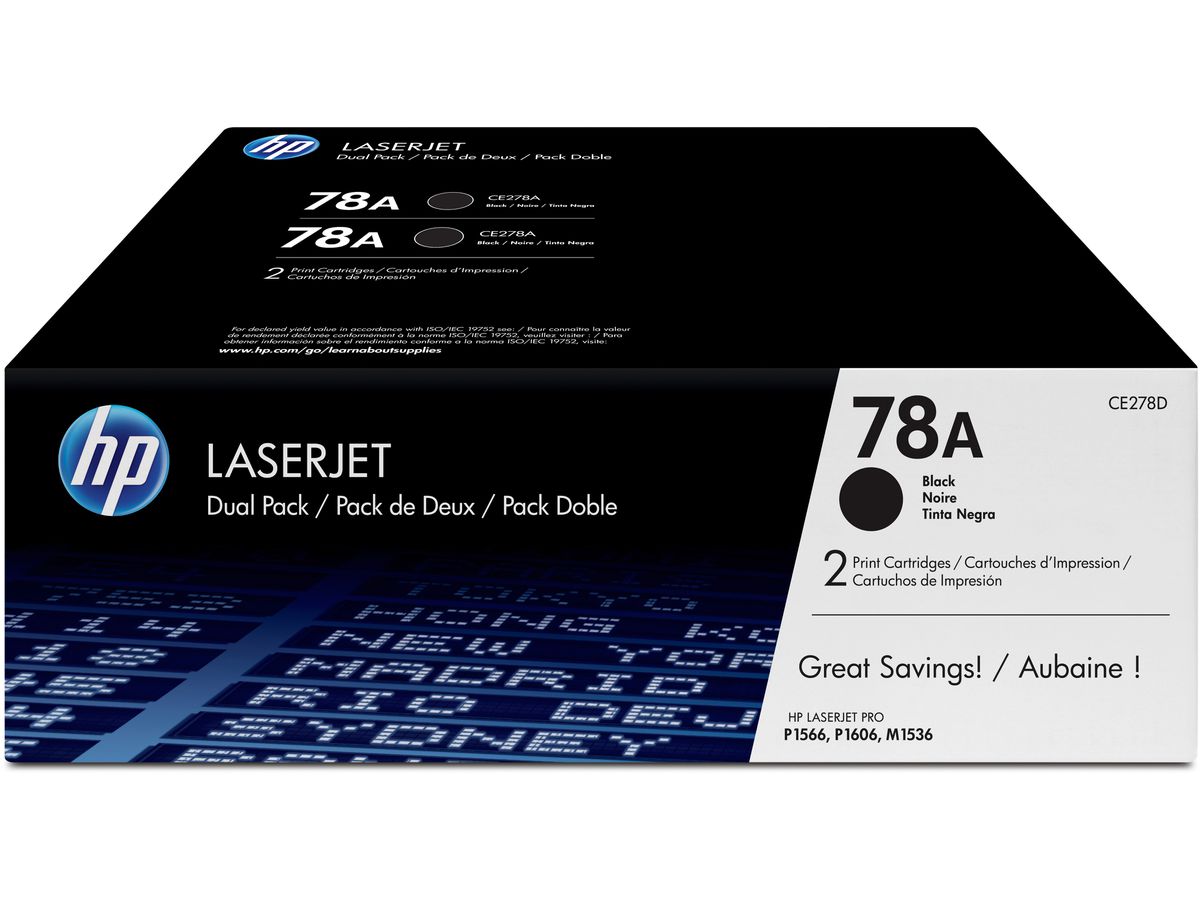 HP Toner-Modul 78A schwarz CE278AD LaserJet Pro P1566 2 Stück (0886111730506)