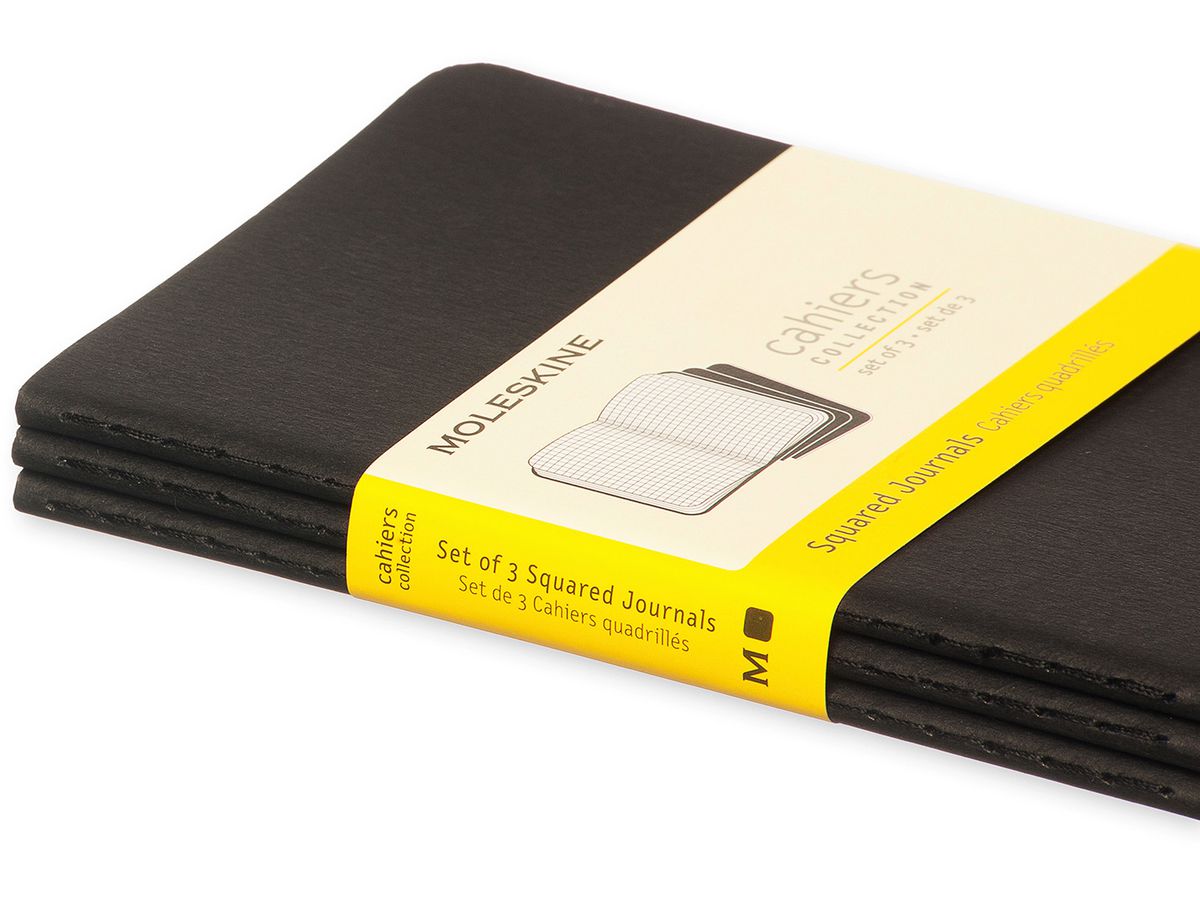 MOLESKINE Notizheft Cahier A6 704901 kariert, schwarz 3 Stück (9788883704901)