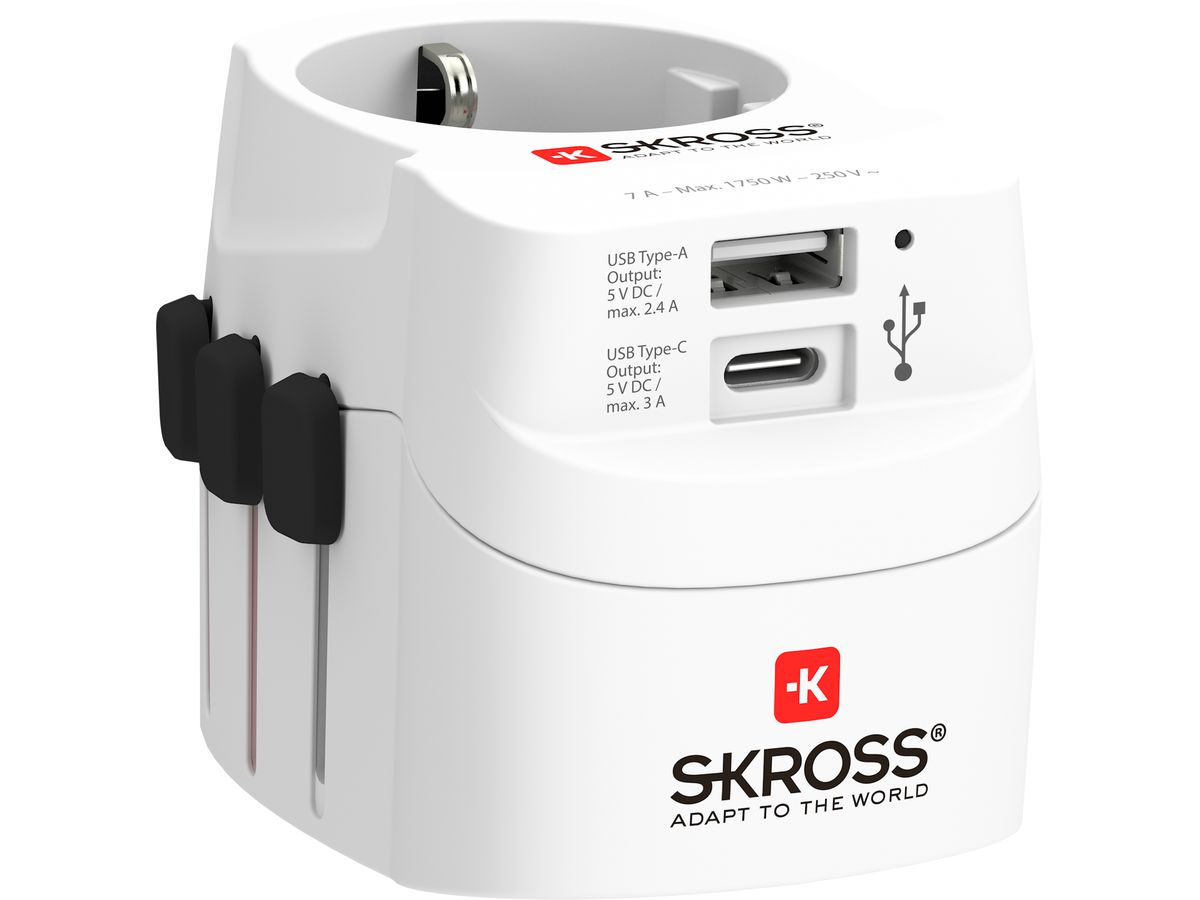 SKROSS World Travel Adapter 1.302462 PRO Light USB (AC) (7640166323648)