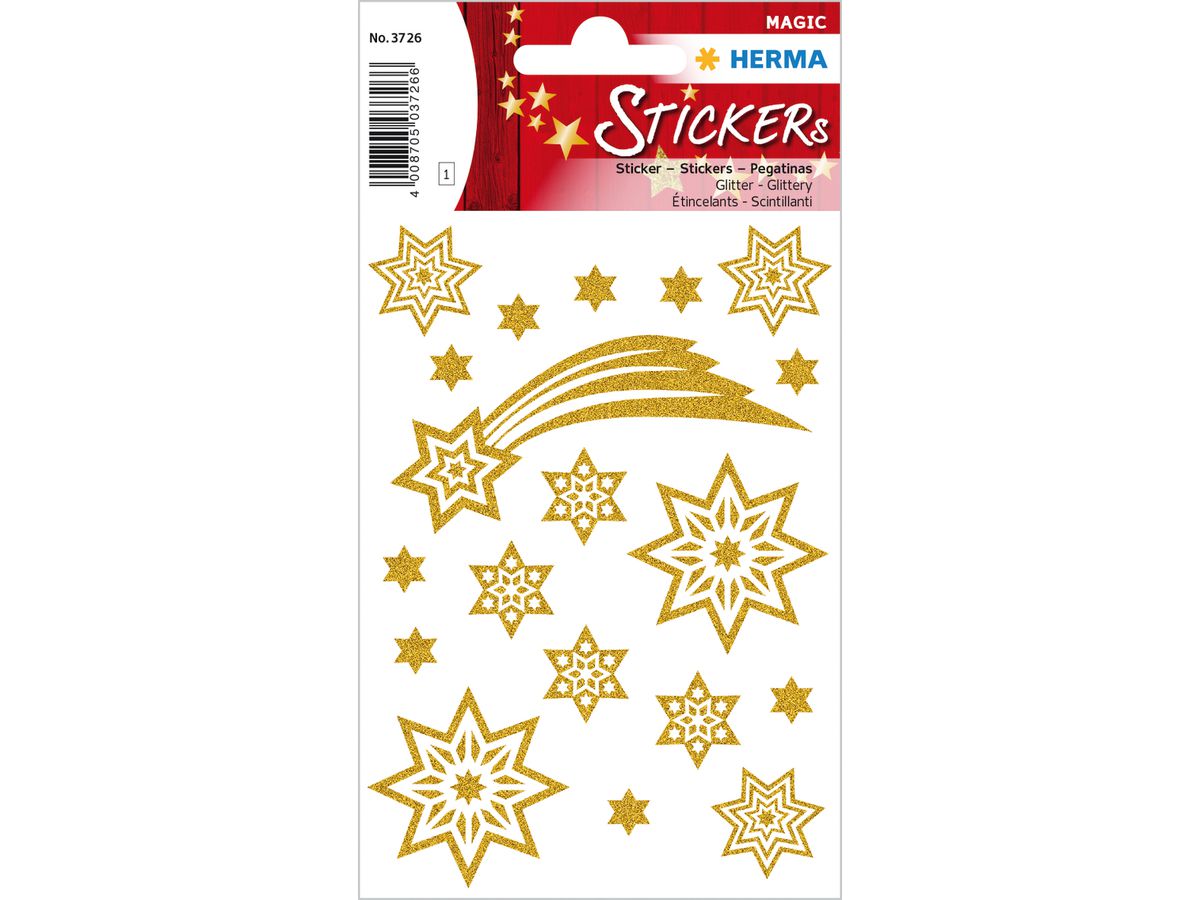 HERMA Sticker Natale 3726 oro 19 pezzi/1 fogli (4008705037266)