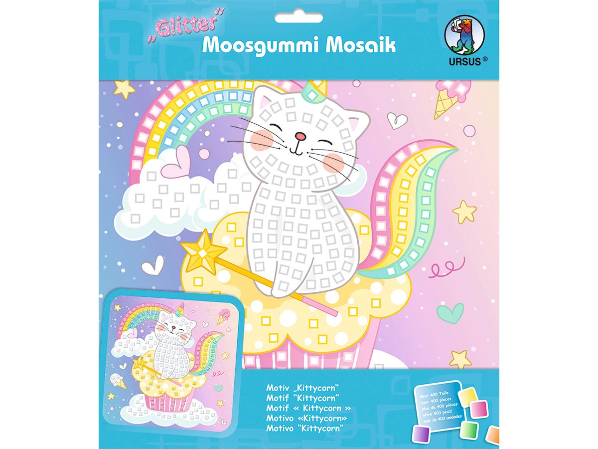 URSUS Mosaico gomma crepla 8420018 Scintillante Kittycorn 25x25cm (4008525244608)