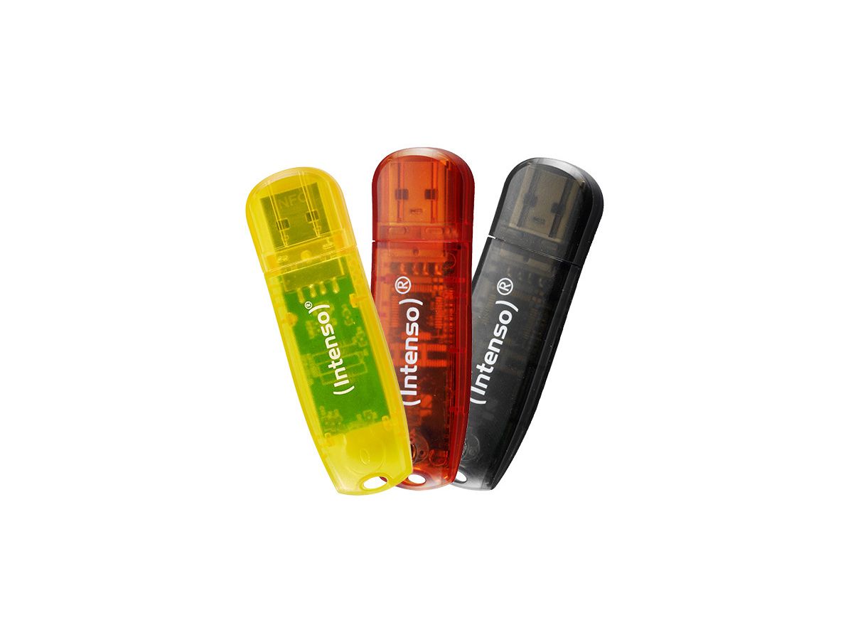 INTENSO USB-Stick Rainbow Line Pack 3502483 3x 32GB yellow, red, black (4034303031924)