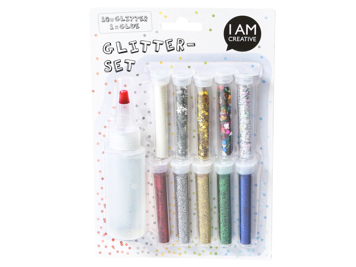 I AM CREATIVE Glitterset mit Leim MAA4092.00 10 Stück (7611983151400)