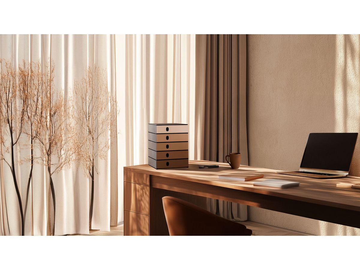 STYRO Schubladenbox styroval öko 14-8000.9mo schwarz/mocca 5 Schubladen (7612176095396)