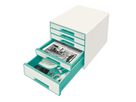 LEITZ Set tiroirs WOW Cube A4 52142051 blanc/menthe, 5 tiroirs (4002432115440)