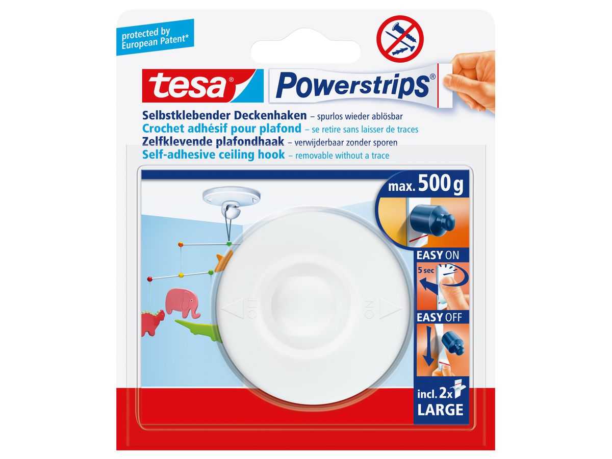 TESA Powerstrips Crochet 580290002 blanc, capacité 500gr. (4042448105684)