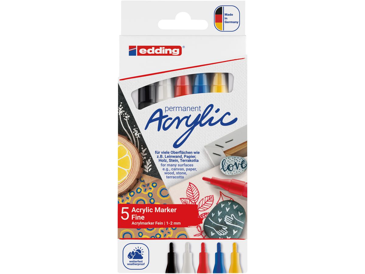 EDDING Acrylmarker 5300 1-2mm 4-5300-5S basic 5 Stück (4057305047359)