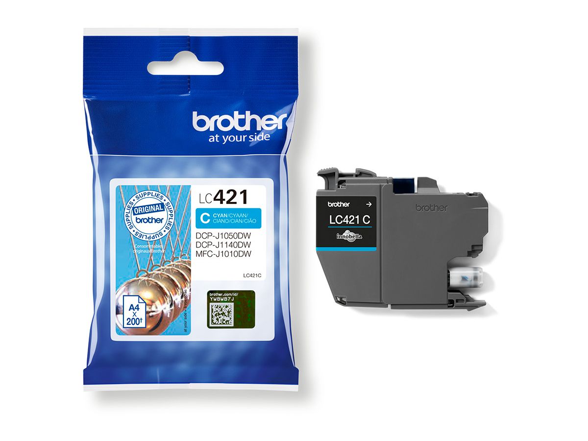 BROTHER Cartouche d'encre cyan LC-421C DCP-J1050 200 pages (4977766810371)