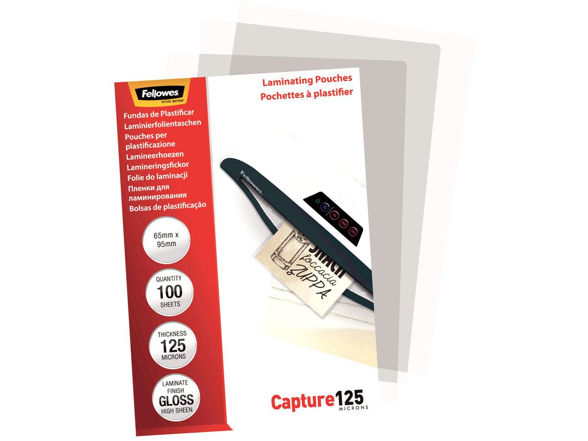 FELLOWES Laminiertasche 65x95mm 5306702 glanz, 125my 100 Stk (0077511530678)
