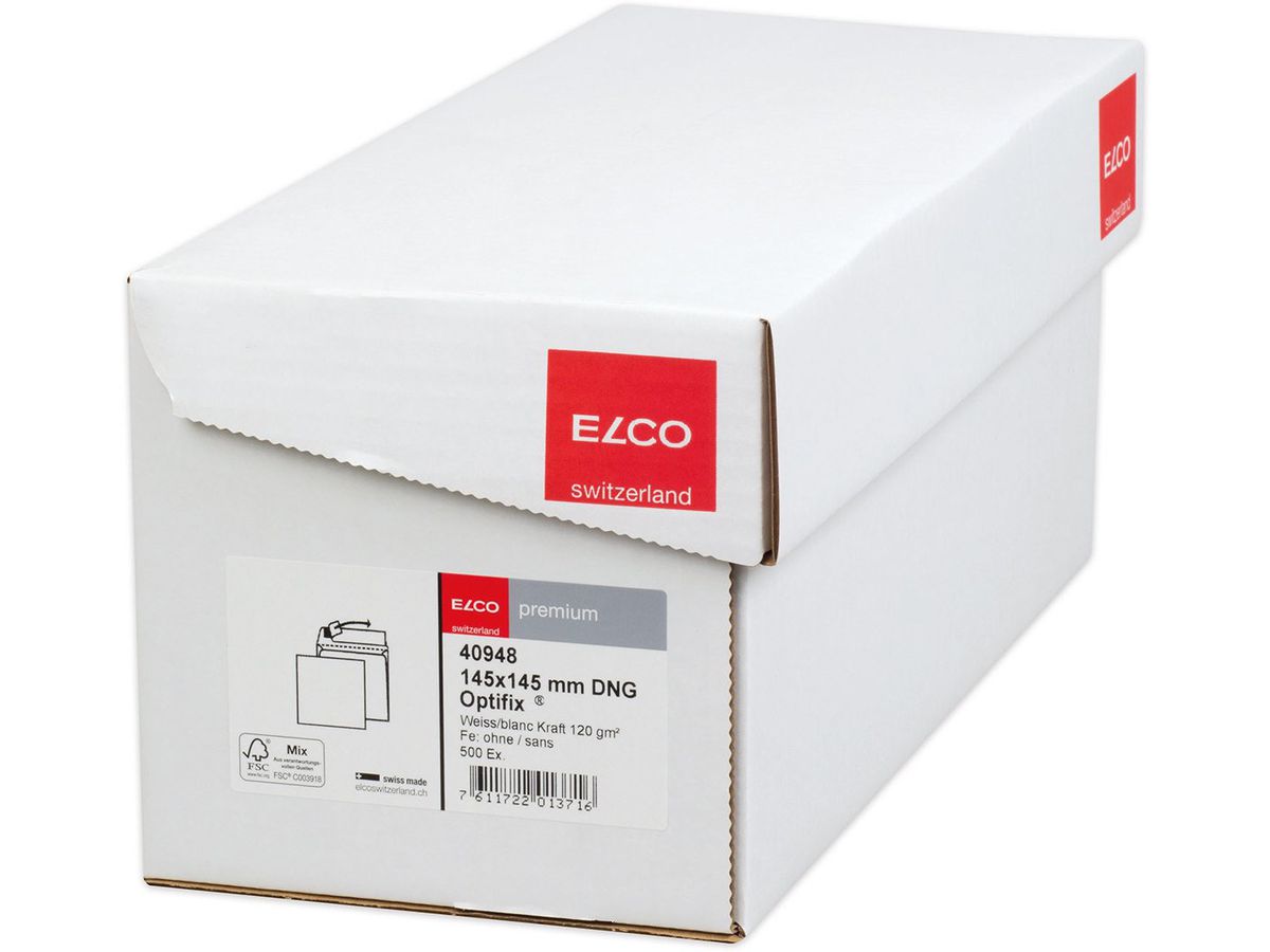 ELCO Buste Premium 175x175/38mm 40978 120g, bianco, colla 500 pezzi (7611722014898)