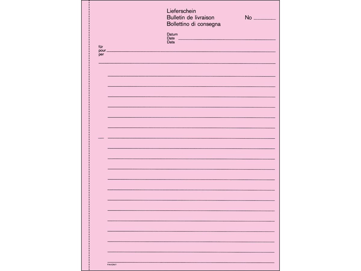 FAVORIT Bolla di consegna D/F/I A5 8233OK rosso/giallo/bianco 50x3 fogli (7612149044178)