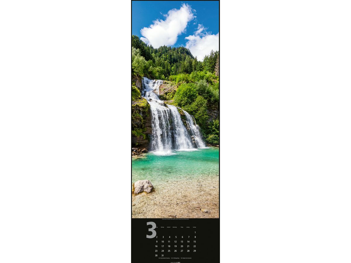 WEINGARTEN Calendrier 2026 2951800+26 Wasserfälle DE 34x98cm (9783839901625)