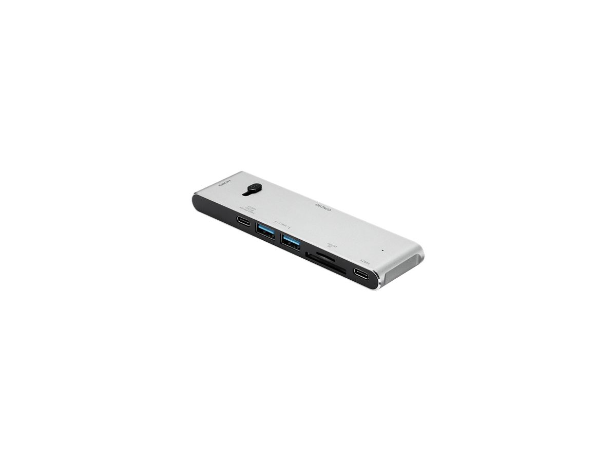 DELTACO USB-C Dockingsstation USBC-HDMI21 2xUSB-C,2xUSB-A,(mic)SD,HDMI (7333048047472)